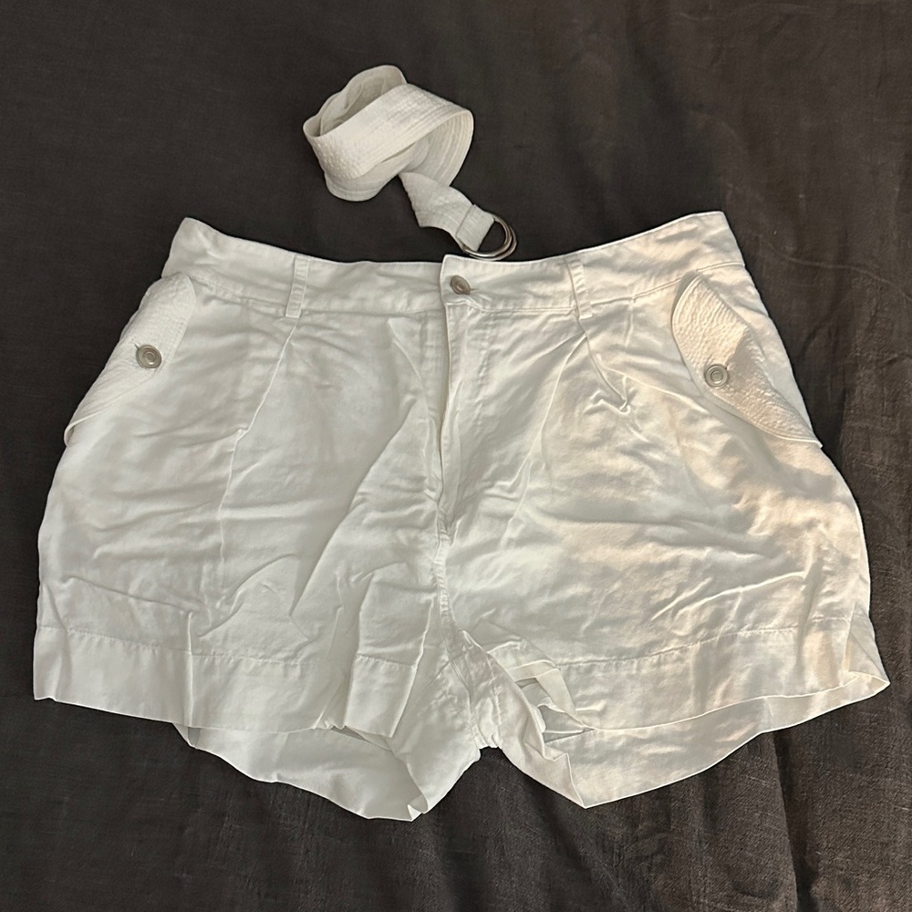 Sophie Rue High Waist White Shorts with Belt